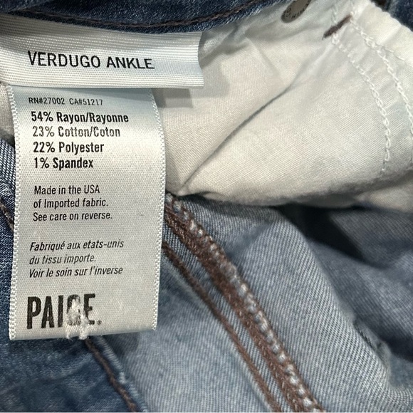 Paige Verdugo Skinny Ankle Jeans Medium Wash Denim Pants Stretch Size 26 - Picture 6 of 8